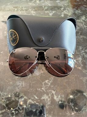Ray-Ban Aviator Sunglasses Silver Frame with pink Lenses